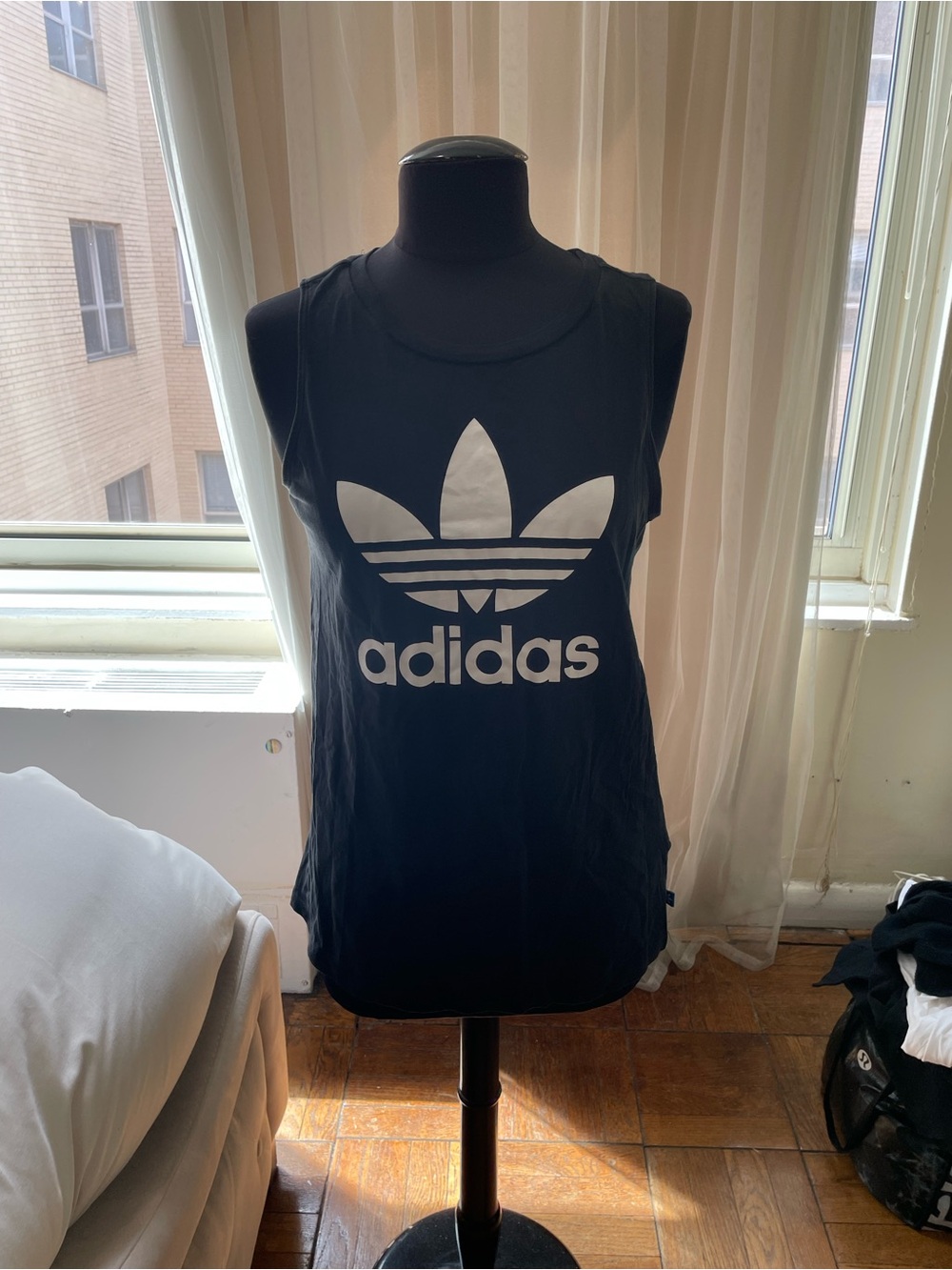 adidas Black Tank Top with White Trefoil Logo